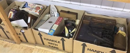 Stick telephone, model cannon etc (3 boxes)